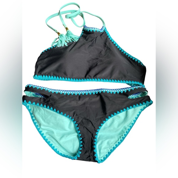 Jessica Simpson Swim Woodstock Whipstitch Bikini Large - Picture 1 of 5